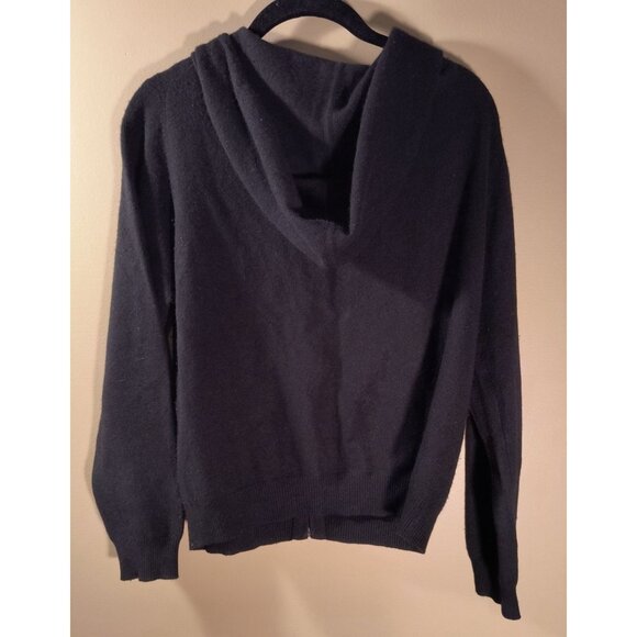 Valerie Stevens 100% Cashmere Black Zip-Up Hoodie Sweater Womens Medium l - Picture 2 of 5